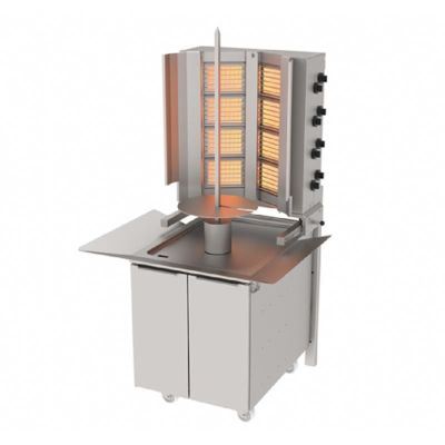 Atalay Bottom Motor Wall Mounted Bottom Cart Doner Kebab Machine, 4x2 Burners, Natural Gas