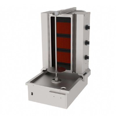 Atalay Bottom Motorized Glass Movable Doner Kebab Machine, 3 Burners, Natural Gas