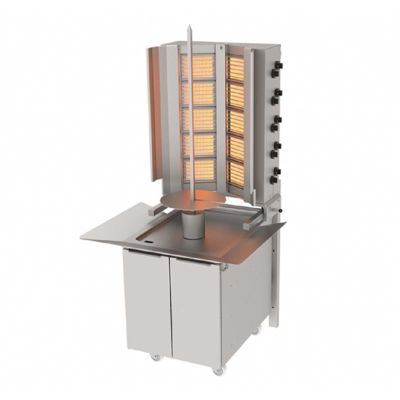 Atalay Bottom Motor Wall Mounted Doner Kebab Machine, 5x2 Burners, Natural Gas