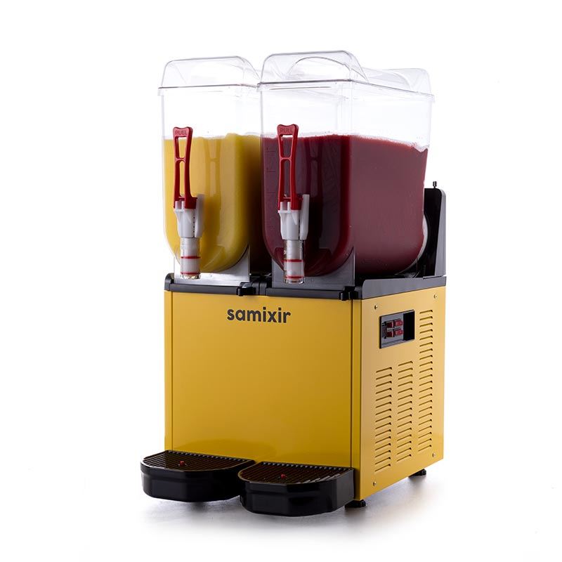Samixir Twin Ice Slush Granita and Cold Fruit Juice Dispenser, 12+12 Lt